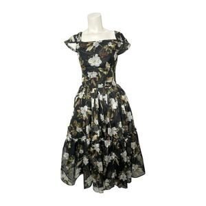 Floral Black Midi Dress